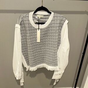 Pinch Black and White Boxy Crop Blouse